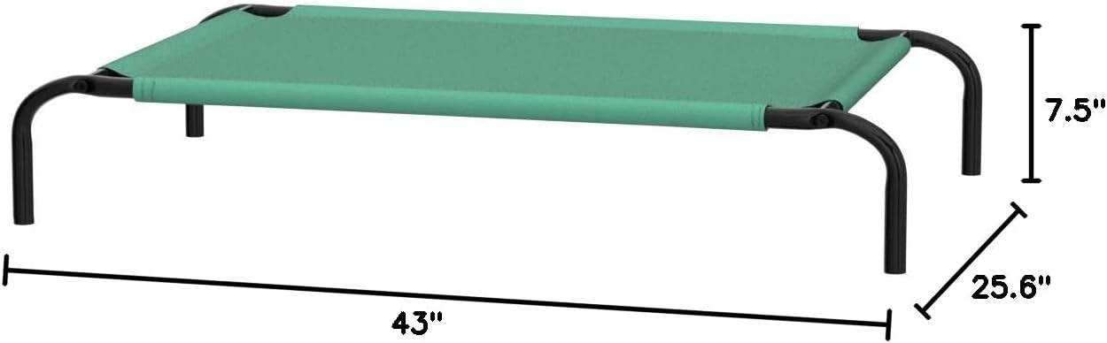 Amazon Basics Cooling Breathable Elevated Dog Bed with Metal Frame for Medium Dogs, 43 x 26 x 7.5 Inch, Green