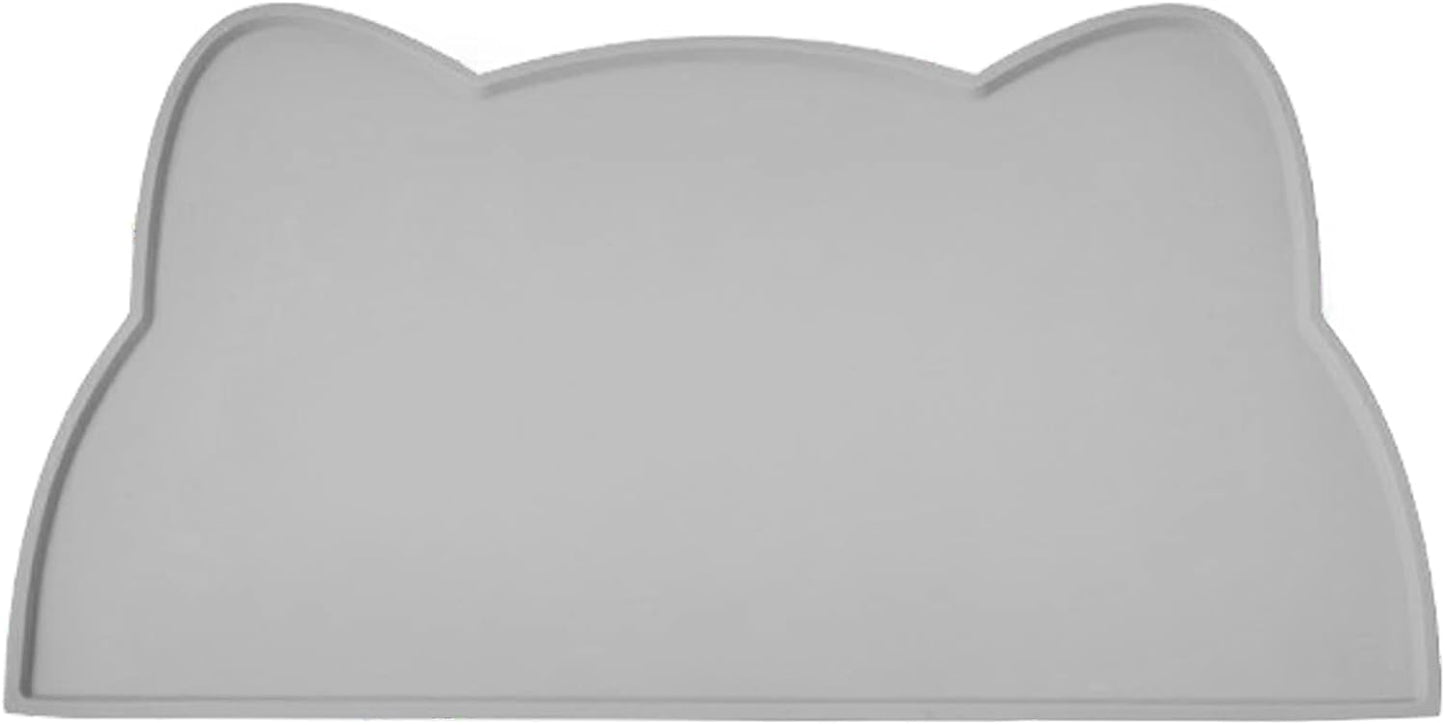 Cat Food Mat, Silicone Pet Feeding Mat for Floor Non-Slip Waterproof Dog Water Bowl Tray Cushion (20" x 12", Dark Gray)