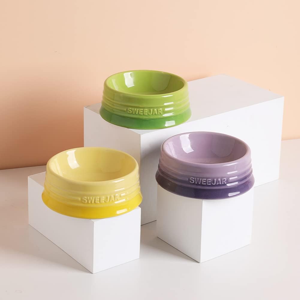 Sweejar Gradient Dog Bowl, Ceramic Dog Food Dish for Puppy and Kitten, Porcelain Pet Bowl for Food and Water 8 oz (Gradient Purple)