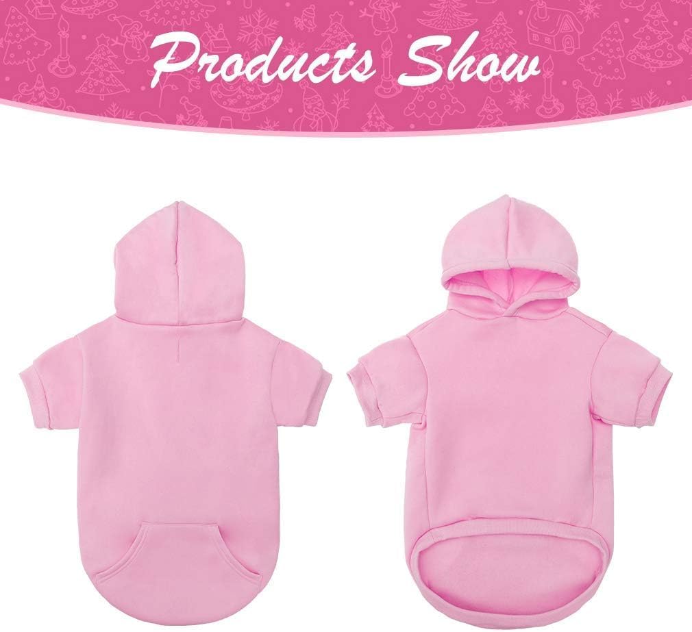 KOOLTAIL Basic Dog Hoodie - Soft and Warm Dog Hoodie Sweater with Leash Hole and Pocket, Dog Winter Coat, Cold Weather Clothes Sweatshirt for Small Medium Large Dogs Puppy Cat Boys Girls Pink SM