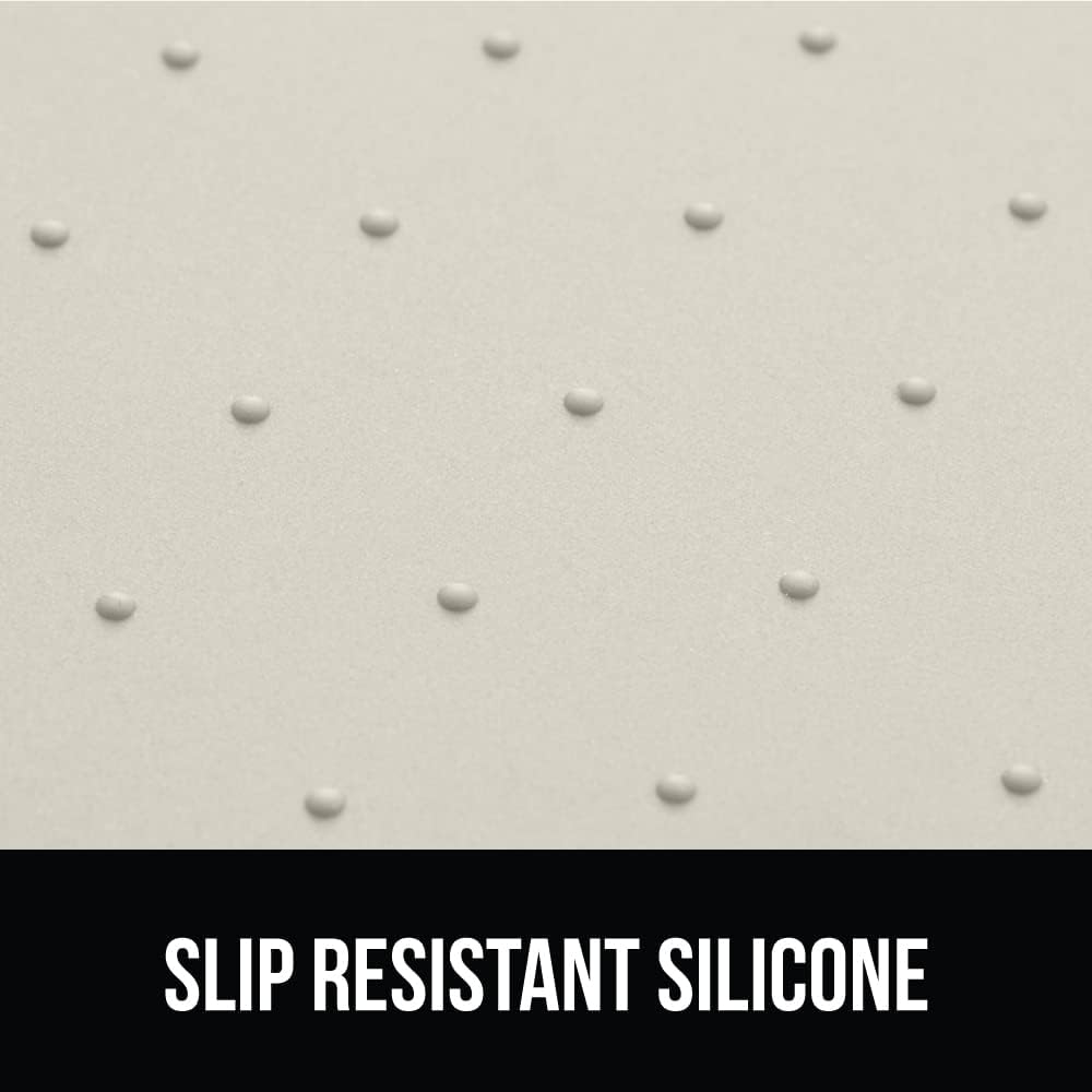 GORILLA GRIP 100% Waterproof Raised Edge BPA Free Silicone Pet Feeding Mat, Dog Cat Food Mats Contain Spills Protects Floors, Placemats for Cats and Dogs Water Bowl, Pets Accessories 16x10, Cream