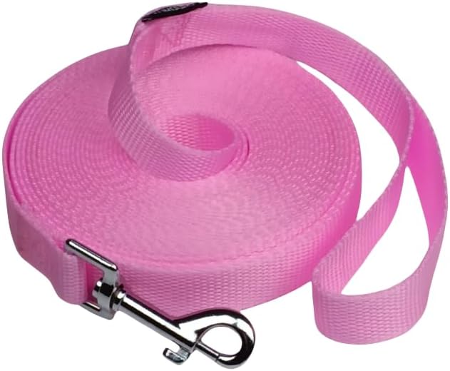 Dog/Puppy Obedience Recall Training Agility Lead - 15ft 20ft 30ft 40ft 50ft Training Leash - Great for Play, Camping, or Backyard (Pink, 40 Feet)