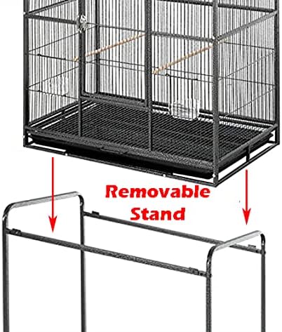 54" Large Double Breeding Flight Bird Wrought Iron Double Parrot Bird Cage Slide Out Center Divider Side Nesting Doors Cockatiel Conure Removalbe Rolling Stand