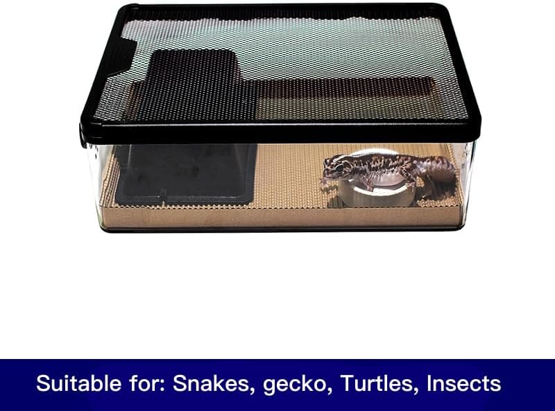 Reptile Feeding Box Snake cage Clear Terrarium for Snake Geckos Frog Lizards Chameleons Serpents Snake Scorpion Snail Insect Hermit Crab Isopods Reptiles Enclosure (12.6x8.6x3.9inch)