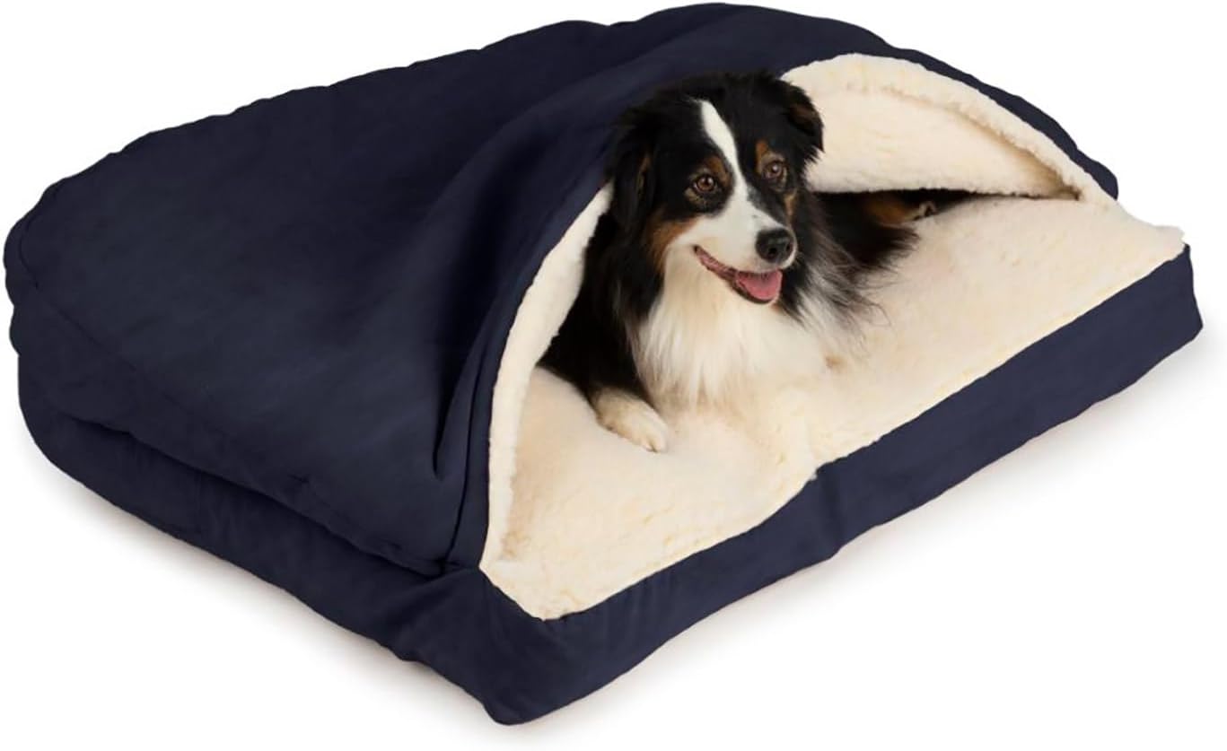 Snoozer Pet Products Rectangle Cozy Cave Dog Bed, Small, Navy