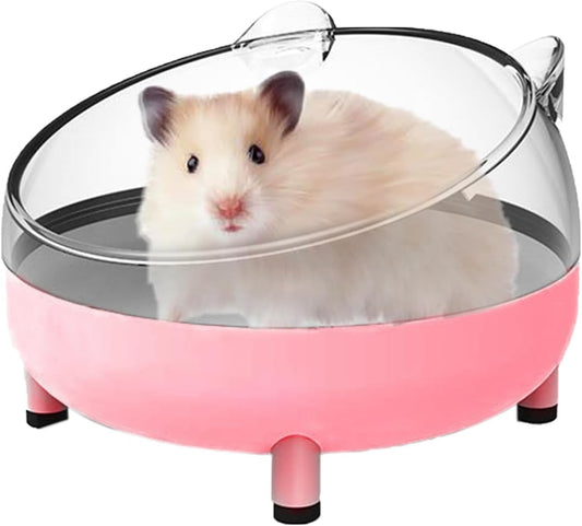 Meow&Woof Hamster Sand Bath Container, Large Sandbox Toilet Gerbil Batheoom, Tiny Chinchilla Dust Bathtub Sand Bath Box for Hamster Cage Accessories 6.5 Inch-Pink