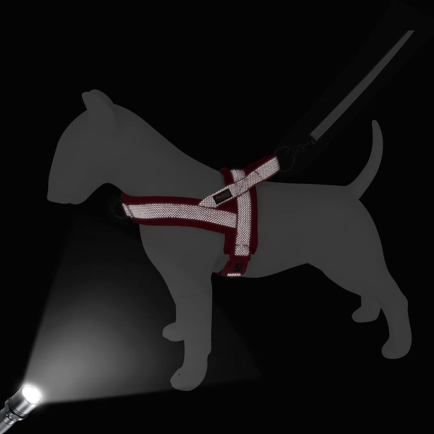 Didog No Pull Dog Harness with Breathable Mesh Padded, Full Reflective & Quick Fit Adjustable Vest Harness, Easy for Training Walking for Small & Medium and Large Dogs (Red, L:Chest 26-32")