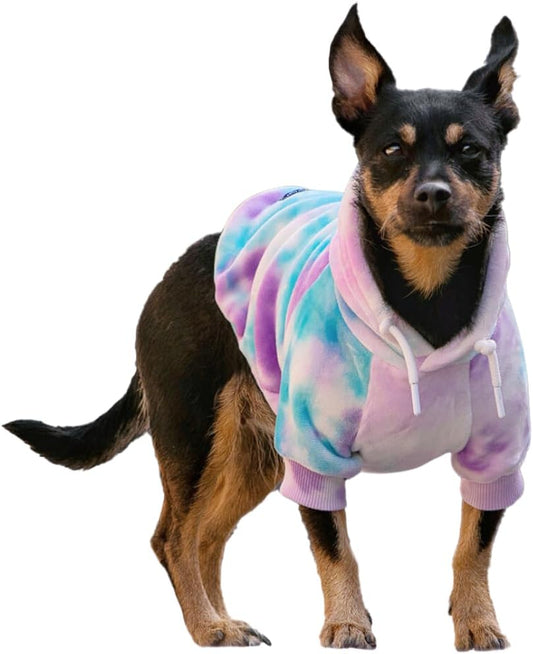 Spark Paws Dog Hoodie – Premium Dog Sweater for Small, Medium, and Large Dogs | Warm Outfits for French Bulldogs, Pitbull, Puppy, Winter Jacket Alternative - 90s Retro Sky Dye - S
