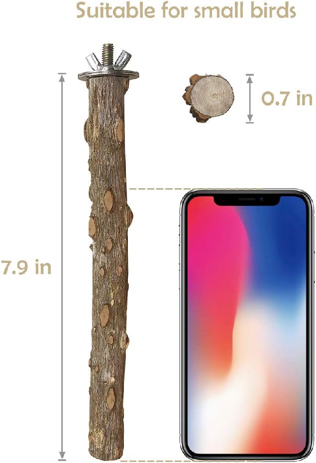 Bird Perch 4 PCS Natural Wood Stand Parakeet Toys Bird Cage Accessories for Parrots Conure Supplies Budgie Platform