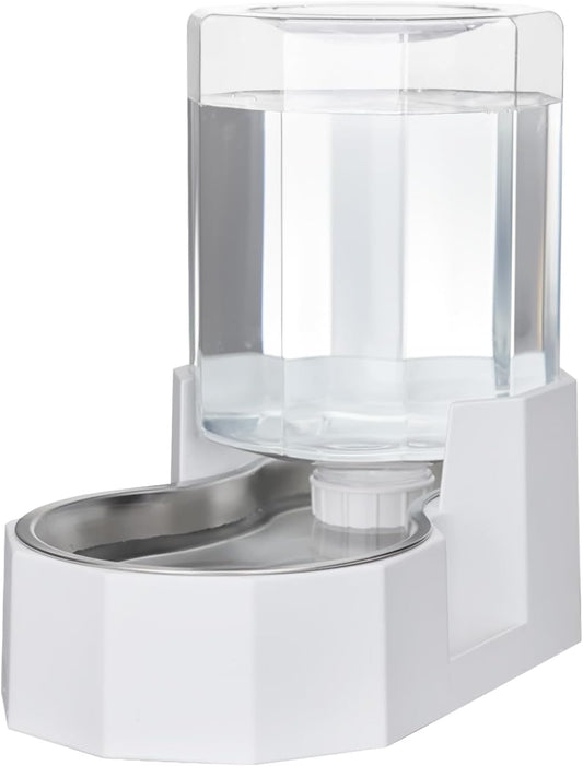 Sfozstra Gravity Water Bowl Dispenser : Automatic 4L White Cat Stainless Steel Feeder Without Filters for Pets Indoor/Outdoor by Owners
