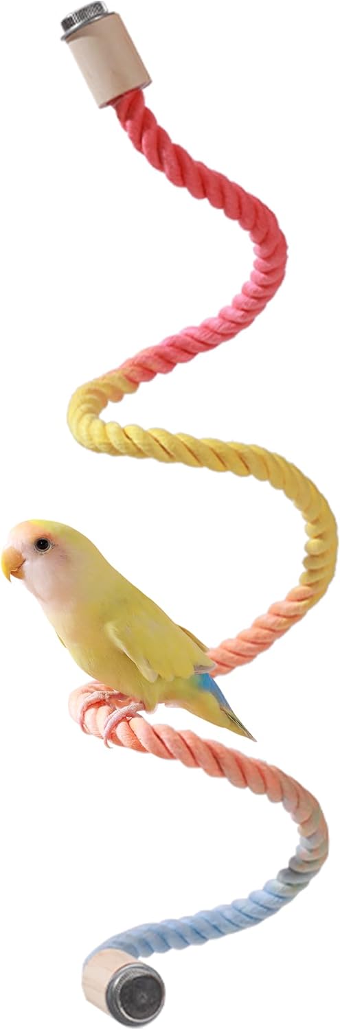 Multi-Color Rope Bird Perch Toys for Parrot Cage Stand, Climbing Swing Accessories for Cockatiel, Parakeets, Budgies, Lovebirds, Conures, Finches - 39.4 inch