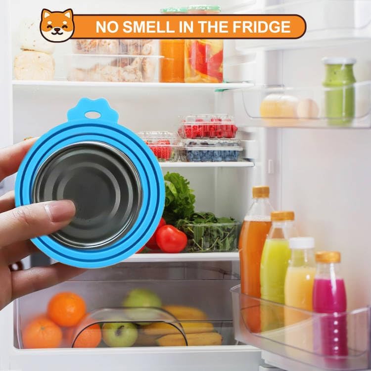 3 Pack Pet Food Can Covers, Silicone Universal Can Lids for Dog & Cat Food, BPA Free, One Fit Most Standard Size Can Lids Top Blue/Green/Pink