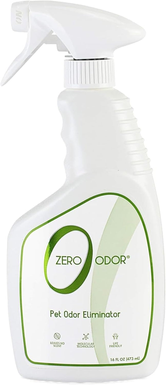 Zero Odor - Pet Odor Eliminator for Strong Odor, Eliminate Air & Surface Odors – Patented Molecular Technology Best For Carpet, Furniture, Beds Smell Great Again (Over 400 Sprays Per Bottle)