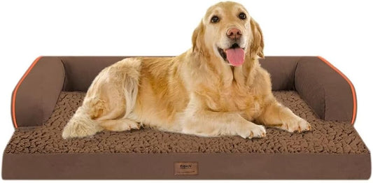 Large Dog Bed Orthopedic Washable - Beds Bolster - Waterproof with Removable Cover - Extra XL XLarge Big Dogs - Memory Foam Couch Sofa - Coffee Dog Bed