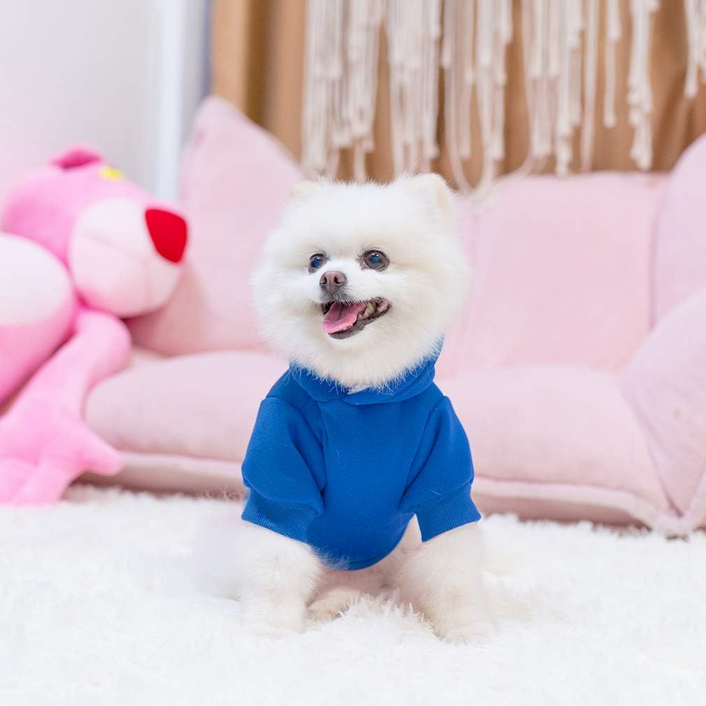 KOOLTAIL Basic Dog Hoodie - Soft and Warm Dog Hoodie Sweater with Leash Hole and Pocket, Dog Winter Coat, Cold Weather Clothes Sweatshirt for Small Medium Large Dogs Puppy Cat Boys Girls Blue S