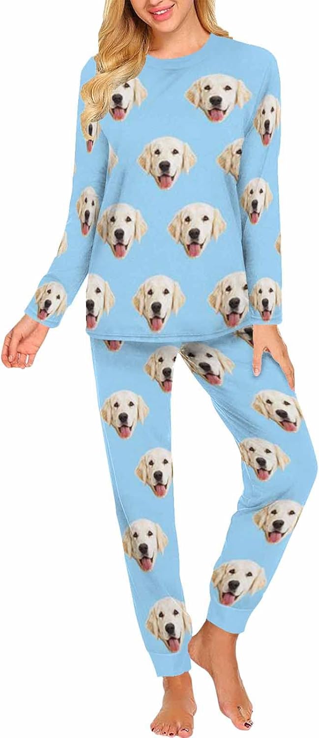 MyPupSocks Custom Face Pajamas Sets for Women, Personalized Photo Sleepwear XS-XXL