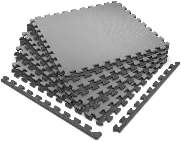 Norsk Multi-Purpose Reversible Floor Mats - EVA Interlocking Foam Tiles (Gray/Black 40 Tiles - 160 sq. Ft. 1/2" Thick)