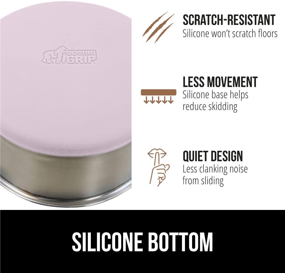 GORILLA GRIP Set of 2 Dog Bowls, Holds 8 Cups (64 fl oz), Heavy Duty Metal Food and Water Bowl for Feeding Dogs and Cats, Dishwasher Safe, Rust Resistant Stainless Steel, BPA Free Rubber Base, Lt Pink