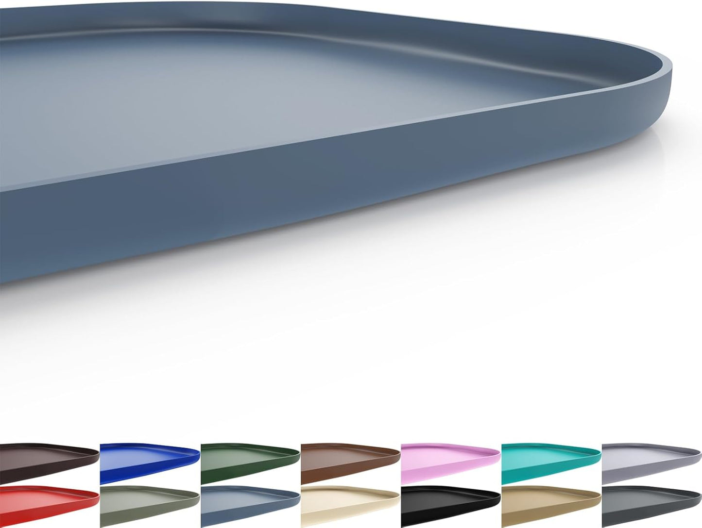 Silicone Pet Feeding Mat with Raised Edge for Food and Water, Dog Bowl Mats, Cat Bowls Placemat with High Lip for Floor Waterproof, Rubber Tray for Cats and Dogs 24 x 16 x0.8 Slate Blue