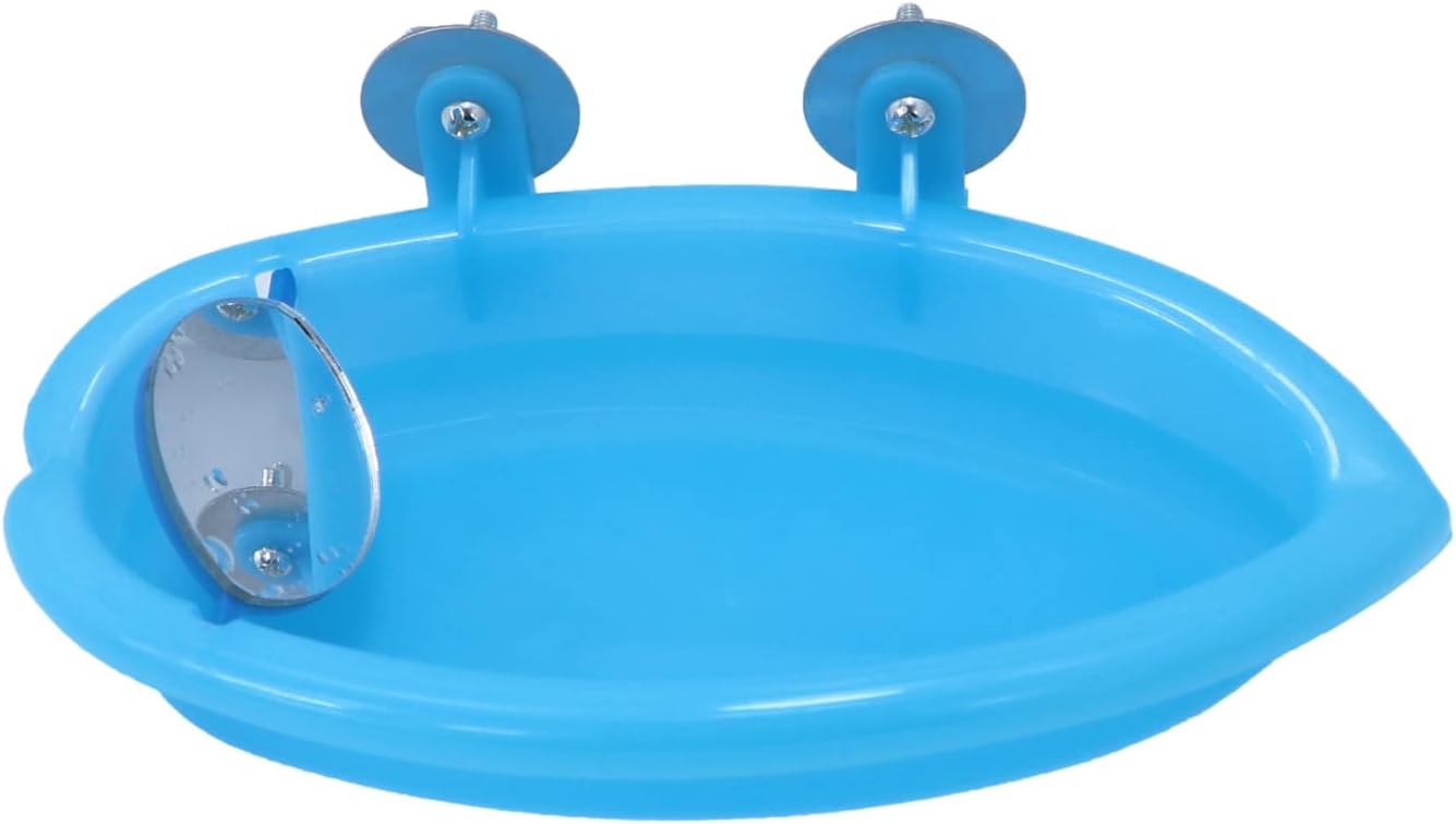 Wontee Bird Bath Box with Mirror Portable Parrot Hanging Bathroom Bathing Tub for Small Birds Cleaning Supplies