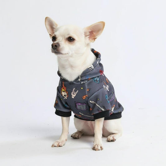 Spark Paws Dog Hoodie – Premium Dog Sweater for Small, Medium, and Large Dogs | Warm Outfits for French Bulldogs, Pitbull, Puppy, Winter Jacket Alternative - Rock and Roll - M