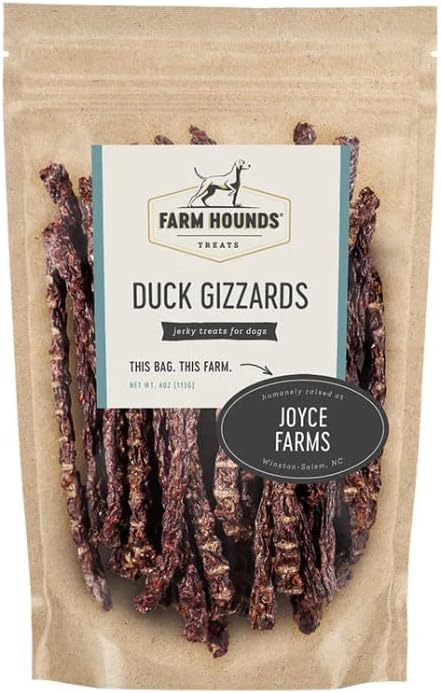 Farm Hounds - Duck Gizzards - Premium Natural Jerky for Dogs - 100% Humanely Raised Duck - Break-to-Size - Great for Training & Treats - No Added Fillers - Made in USA - 4oz - 1 Pack