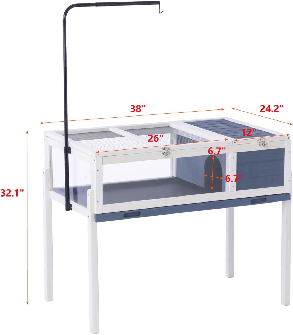 BIRASIL Wood Tortoise House, Indoor Turtle Habitat Reptile Cage, Tortoises Enclosure for Small Animals Lizards Hamster