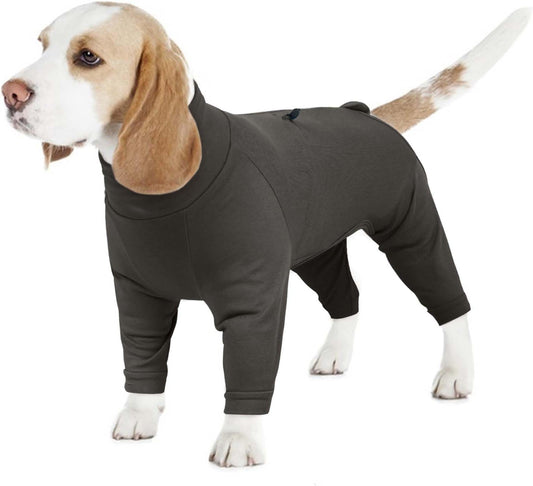 Small Dog Pajamas for Boys & Girls, Soft Dog Recovery Suit with Back Zipper & Adjustable Drawstrings, Long Sleeve Anti-Licking Pjs Shedding Suits for Chihuahua, Yorkshire Terrier, Grey XS