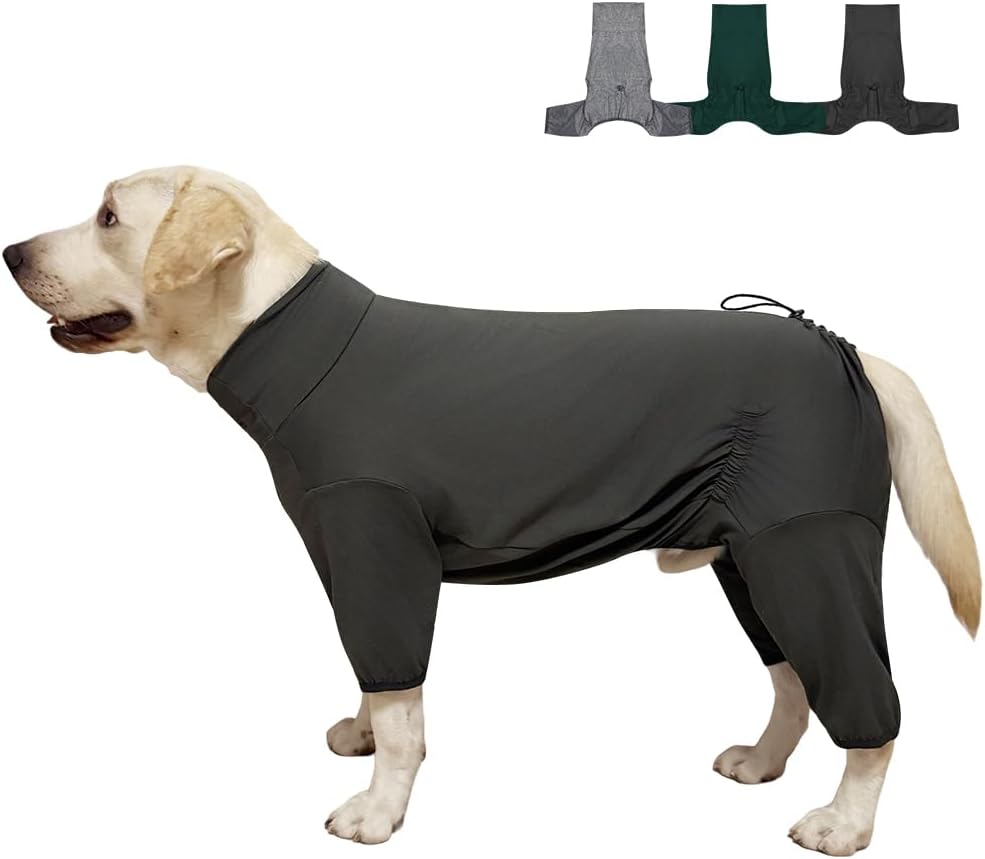Dog Pyjamas PJS Sweater Clothes and Home Clothing Suitable for Small to Medium Breeds of Dogs, Dog Neutering Suits, Extra-Large Stretch Fabric, Four-Legged Clothes(Thin Dark Gray, L)