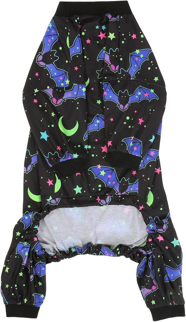 HDE Dog Pajamas One Piece Jumpsuit Lightweight Dog PJs Shirt for M-3XL Dogs Starry Bats - 3XL