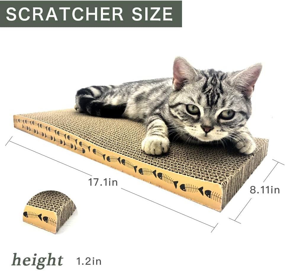 Cat Scratcher Cardboard Scratching Pads Scratch Lounge Bed with Catnip 3PCS Reversible Corrugated Cardboard with Scratch Box