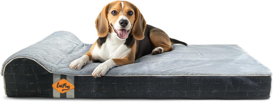 Laifug Orthopedic Memory Foam Dog Bed with Durable Water Proof Liner and Removable Washable Cover (Large (40"x25"x5.5"), Black Grid Gray)