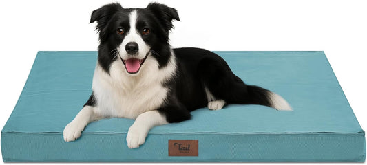 Outdoor Dog Bed for Medium Dogs, Waterproof Dog Crate Bed for Puppy Beds, Orthopedic Egg Crate Foam Pet Bed with Washable and Removable Oxford Cover, Light Blue