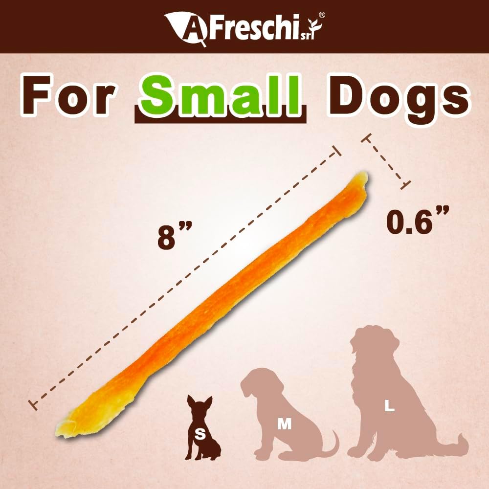 Afreschi Turkey Tendon Dog Treats, Strip 3.53 oz, USA Sourced Turkey, All Natural Human Grade Puppy Chew, Hypoallergenic, Rawhide Alternative, for Small Breeds