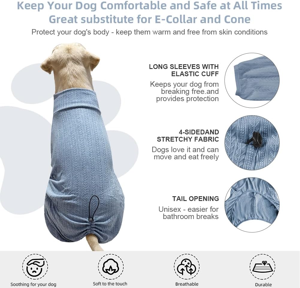 Dog Pyjamas Sweater Clothing and Loungewear Suitable for Medium to Large Breeds of Dogs, Dog Neutering Suits, Extra-Large Stretch Fabric, Four-Legged Dogs Clothes Pyjamas(Sweater Blue, 2XL)