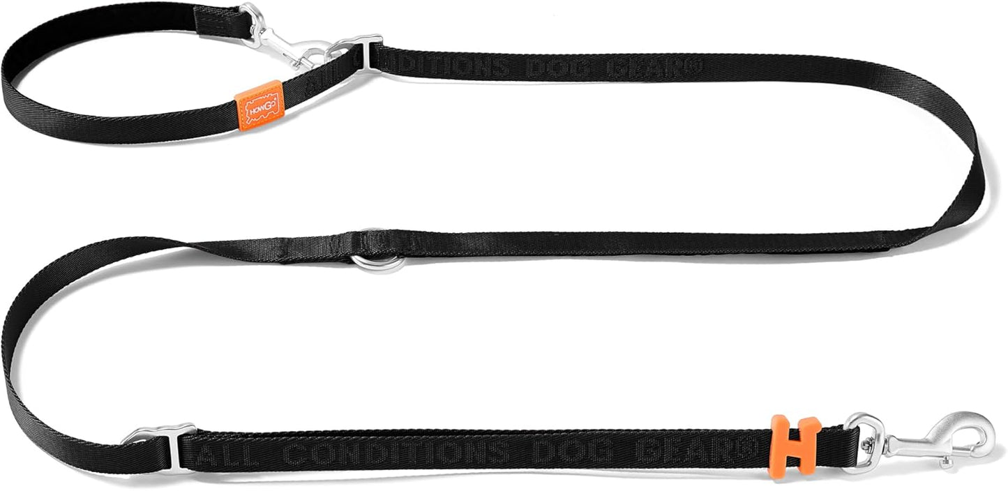 HOWGO 8-in-1 Multifunctional Hands Free Dog Training Leash with Padded Handle, 8.5 FT Nylon Adjustable Length, Lightweight Aviation Aluminum, Crossbody Waist Leash for Puppy Medium Large Dogs (Black)