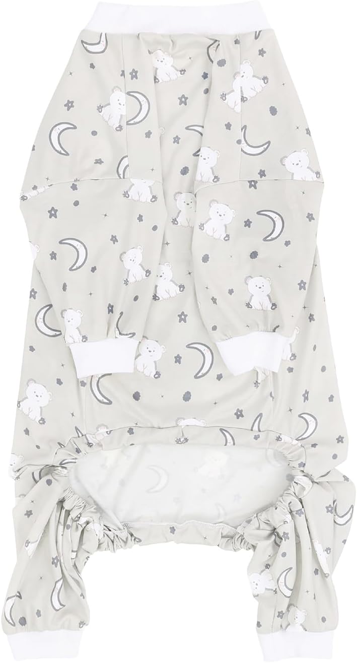 HDE Dog Pajamas One Piece Jammies Jumpsuit Pet Clothes Outfit Stretchy Lightweight Comfy Shirt Pjs for M-3XL Dogs Goodnight Polar Bears - XL