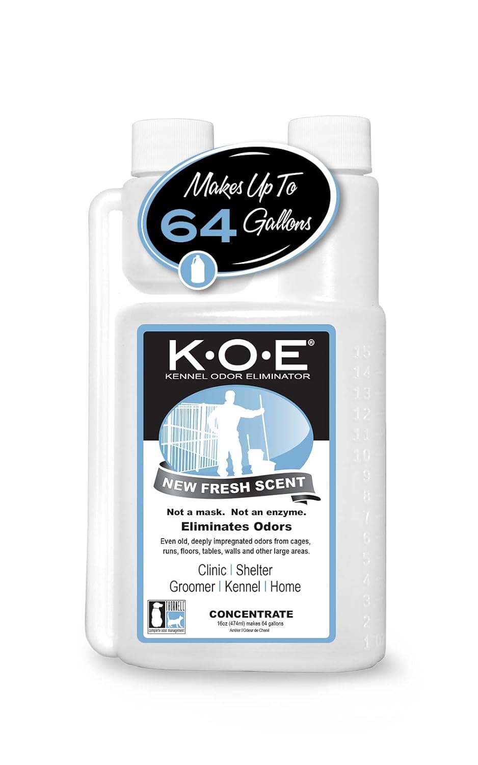 Odorcide K.O.E Kennel Odor Eliminator Concentrate – For Cages, Runs & More – For Home & Kennel w/Safe, Non-Enzymatic Formula (Fresh Scent, 16 oz)