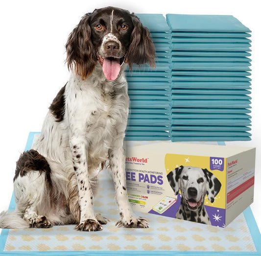 PETSWORLD Giant Dog Potty Pads, Odor-Eliminating, 36" x 36", Ultra Absorbent 5-Layer Leak-Proof Training Pads for Dogs & Cats (36x36 Health Indicating, 100 Count)