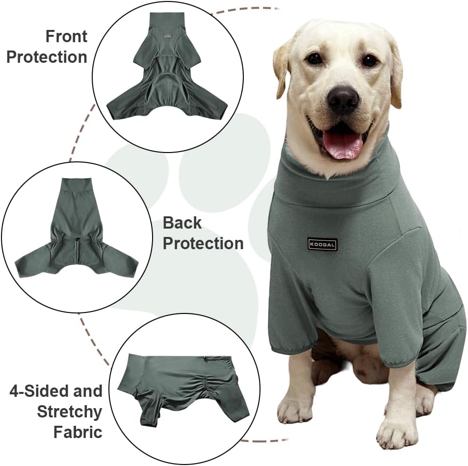 Dog Pyjamas PJS Sweater Clothes and Home Clothing Suitable for Medium to Large Breeds of Dogs, Dog Neutering Suits, Extra-Large Stretch Fabric, Four-Legged Clothes (Thickened Green, 4XL)