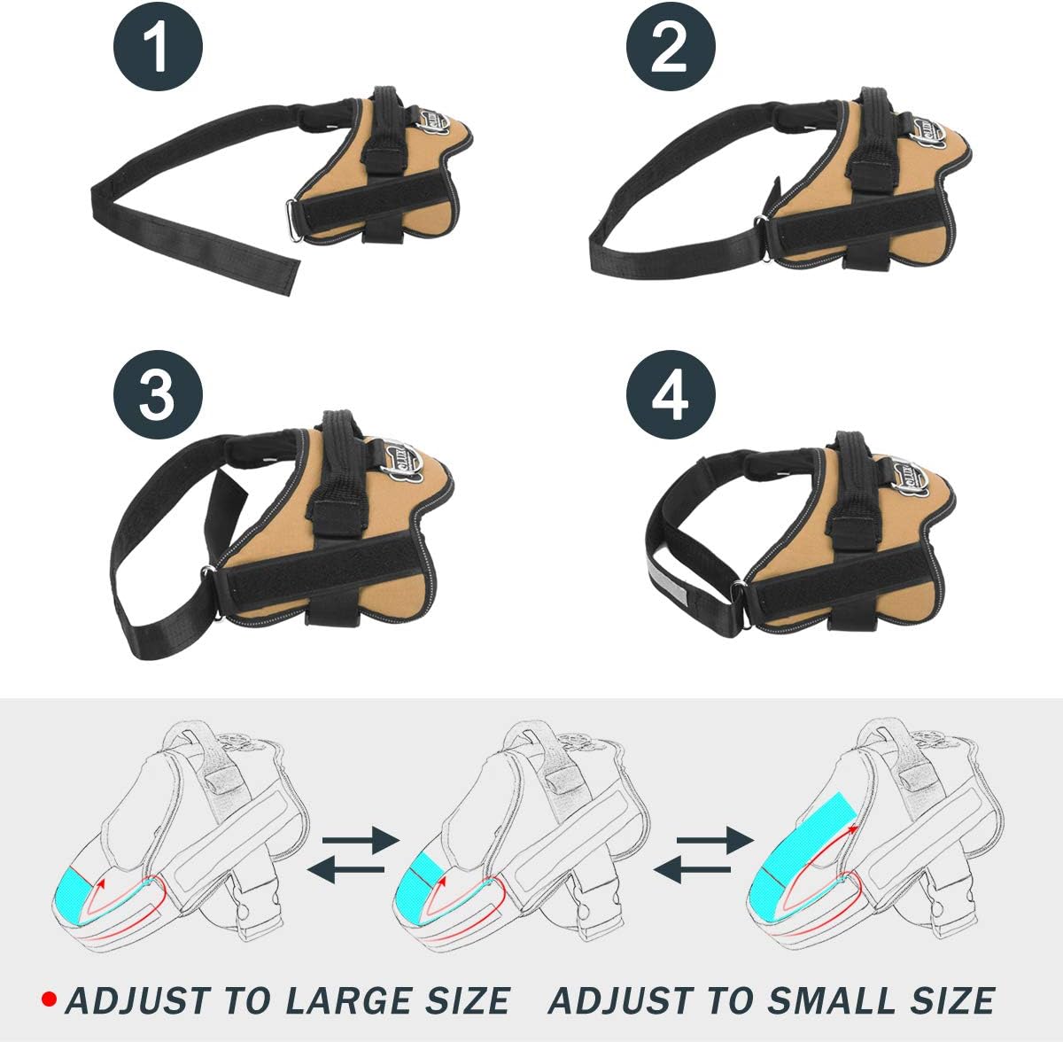 Bolux Dog Harness, No-Pull Reflective Dog Vest, Breathable Adjustable Pet Harness with Handle for Outdoor Walking - No More Pulling, Tugging or Choking (Army Yellow, L)