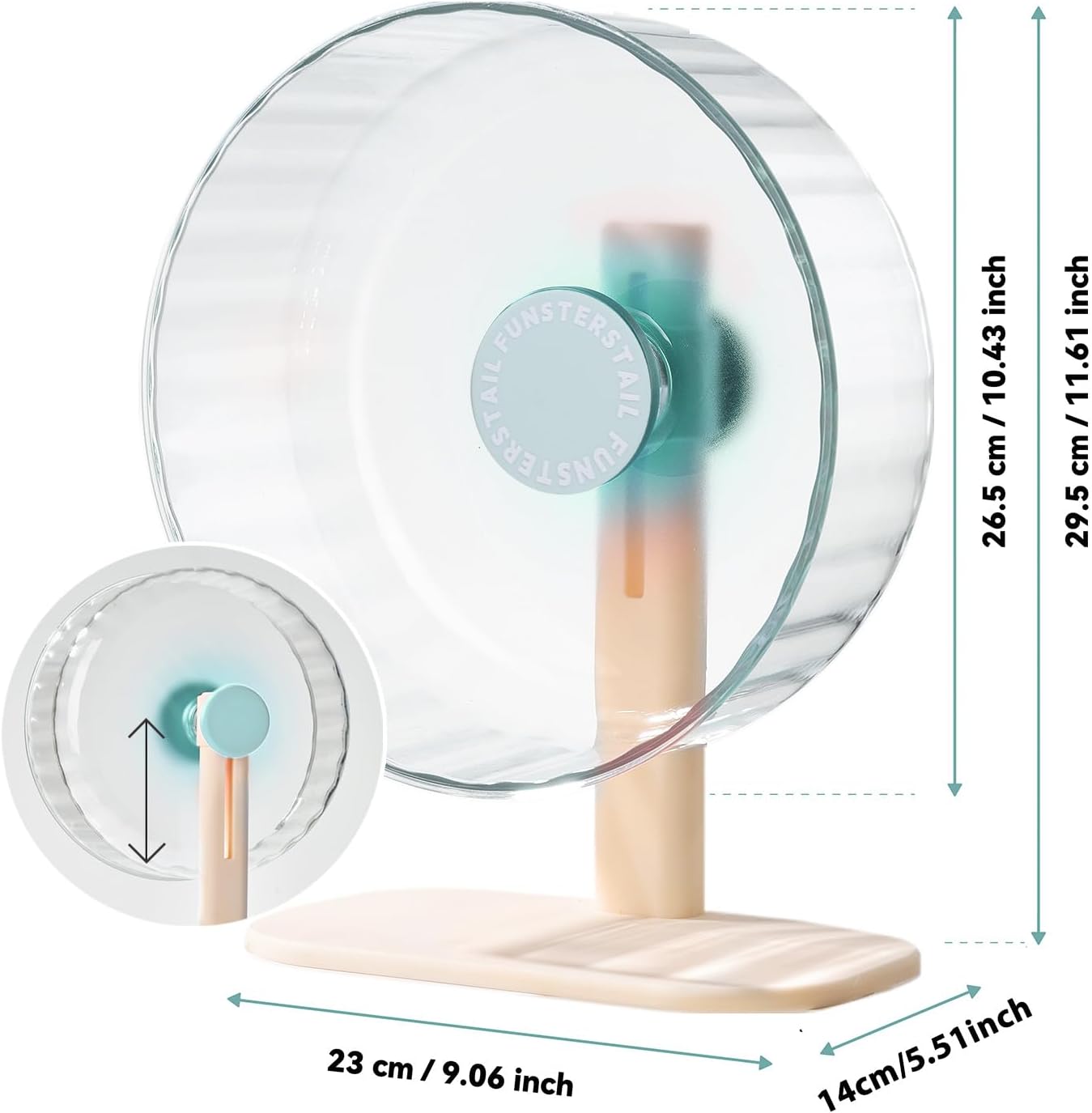 Super Silent Hamster Wheel 10.4 Inch, Magnetic Large Rat Wheel for Chinchilla, Gerbil, Guinea Pig, Cat, Mouse, Sugar Glider and Dwarf, Syrian Hamster Accessories (Salt Blue)