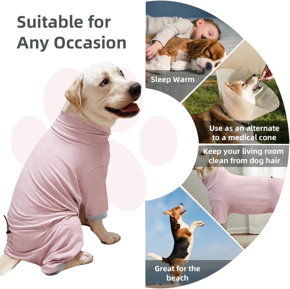 Dog Pyjamas PJS Sweater Clothes and Home Clothing Suitable for Medium to Large Breeds of Dogs, Dog Neutering Suits, Extra-Large Stretch Fabric, Four-Legged Clothes (Thin Pink, 4XL)