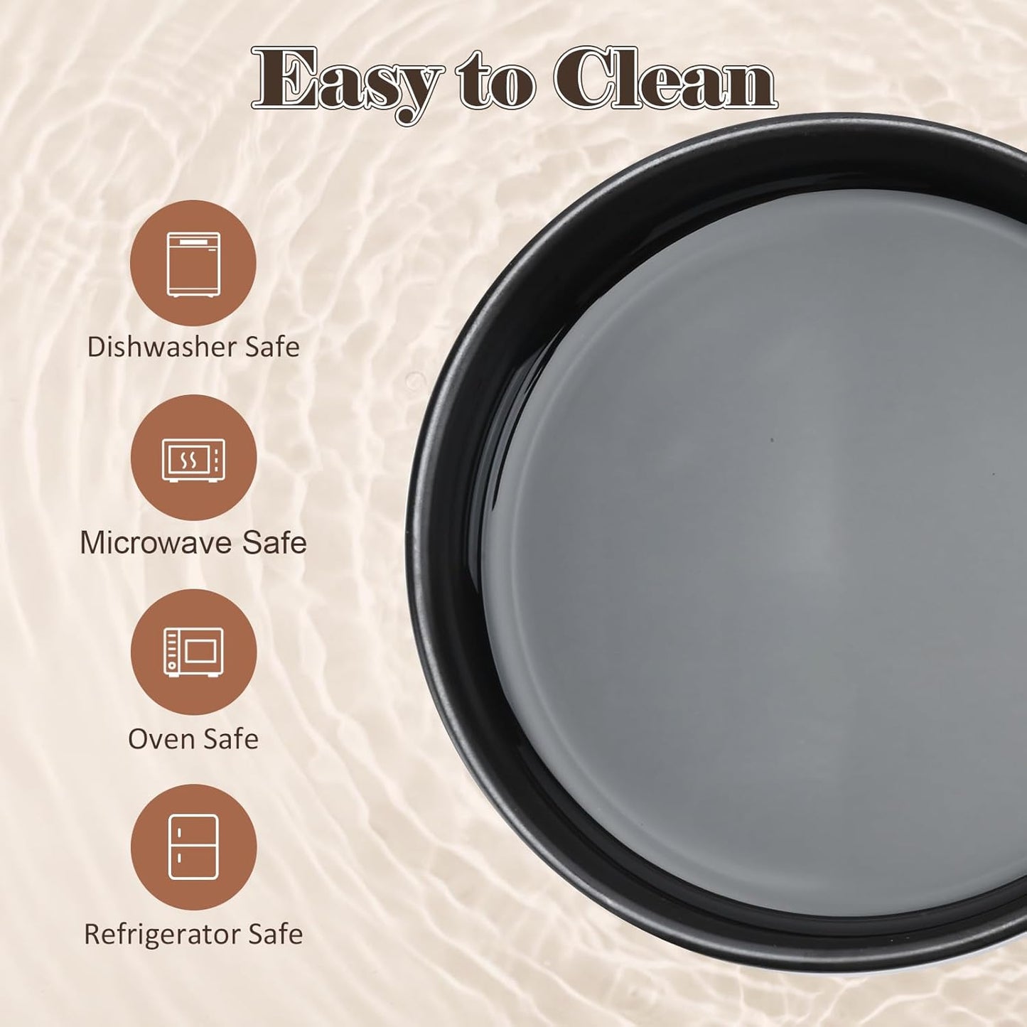 SPUNKYJUNKY Raised Ceramic Dog Bowls Set with Non-Slip Acacia Wood Stand for Medium Sized Dog(42.27 OZ, Black)