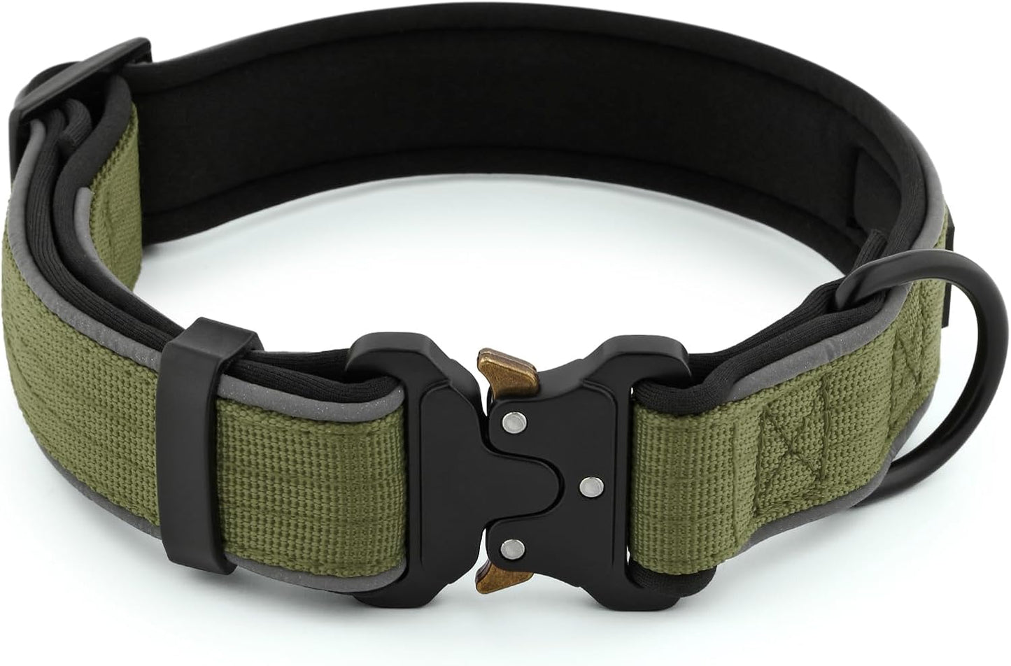 Plutus Pet Tactical Dog Collar, Reflective, Adjustable Heavy Duty Dog Collar, Soft Padded and Comfortable, for Small Medium and Large Dogs (Ranger Green, M)