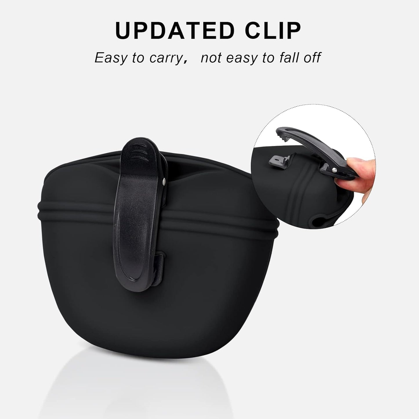 Left&Right Dog Clicker Training Kit,Silicone Dog Training Treat Pouch and Dog Clickers,Dog Treat Bag with Clicker Training for Dogs,Pet Treat Bag with Magnetic Buckle Closing and Waist Clip,Black