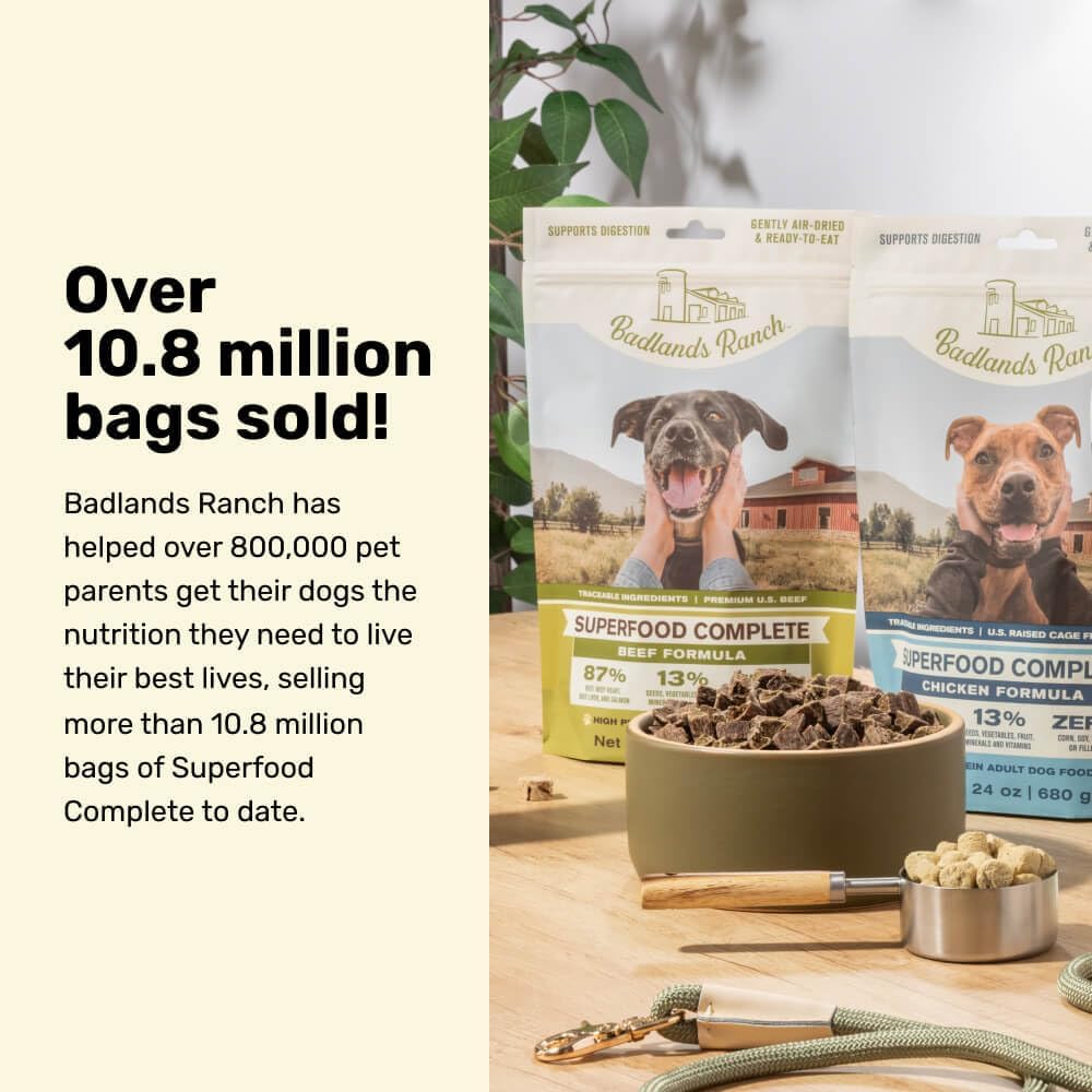 BADLANDS RANCH by Katherine Heigl- Superfood Complete, Air-Dried Adult Dog Food - High Protein, Zero Fillers, Superfood Nutrition (64 Ounce (Pack of 2), Chicken)