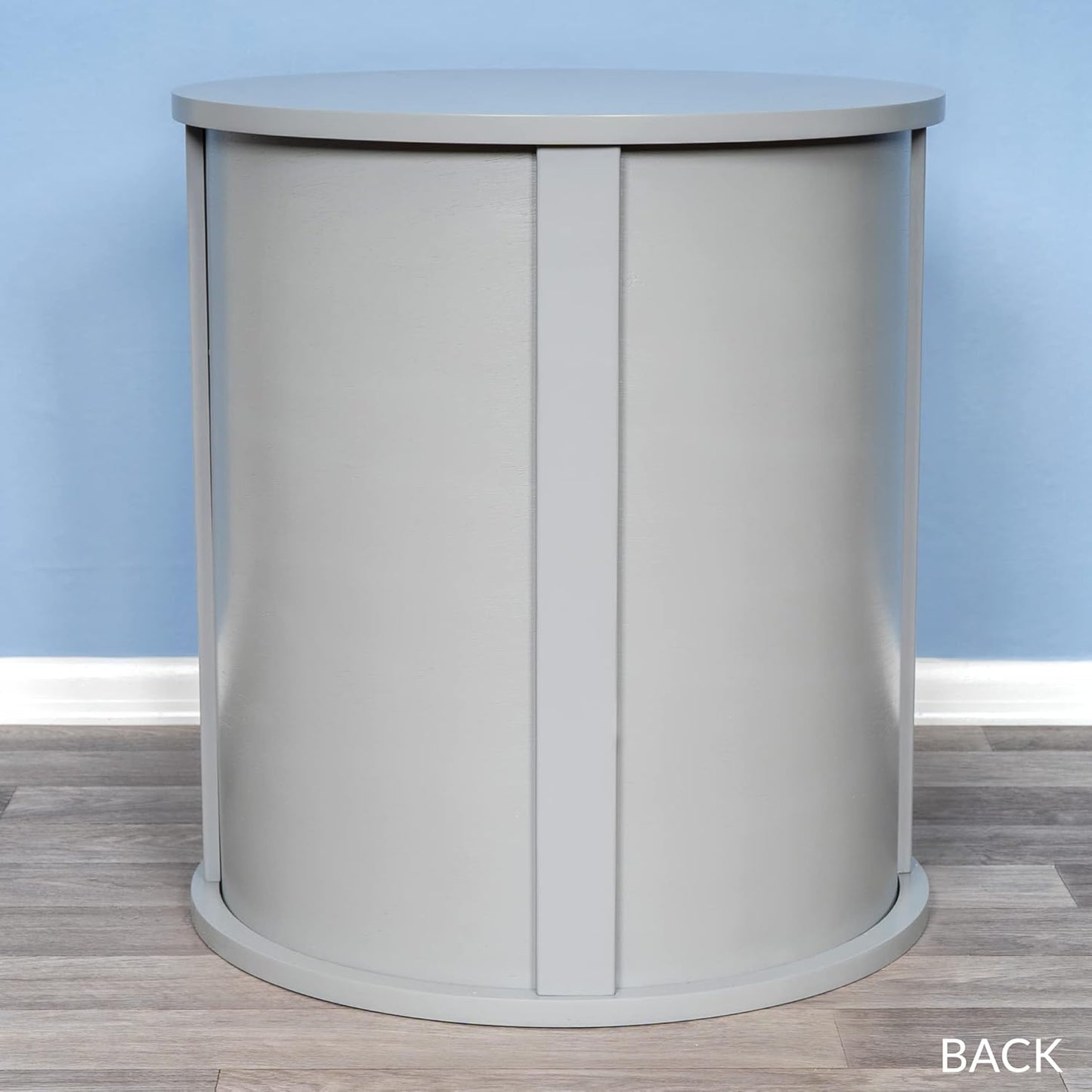 THE REFINED FELINE Purrrrfect End Table Cat Bed Cave in Smoke Gray, Multipurpose Wood Cat Furniture Nightstand, Easy to Clean Covered Cat Bed with Replaceable Scratching Post & Washable Cushion