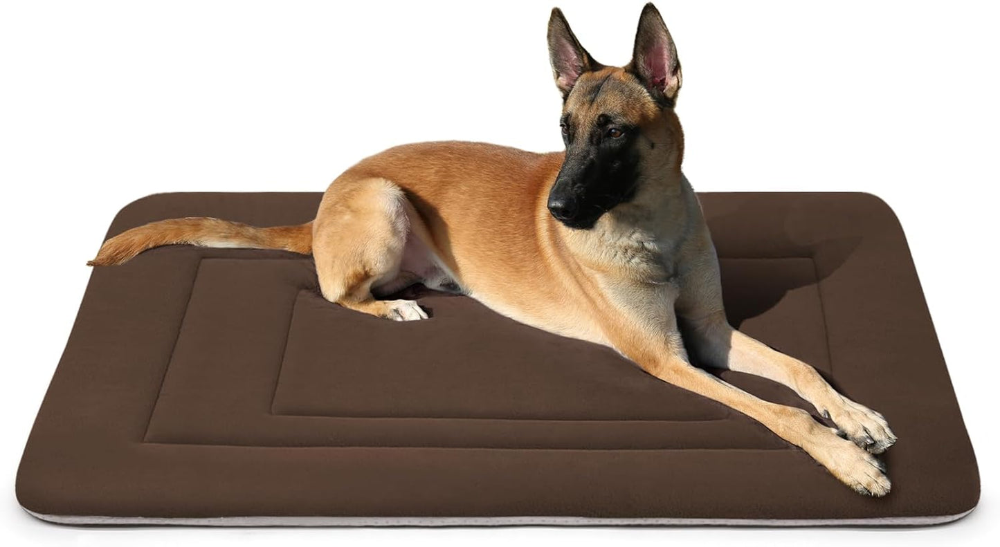 JoicyCo Soft Dog Bed Crate Pad Mat, 42 in Non-Slip Bottom Washable for Large Dogs, Pet Mattress Kennel Pad, Dark Brown