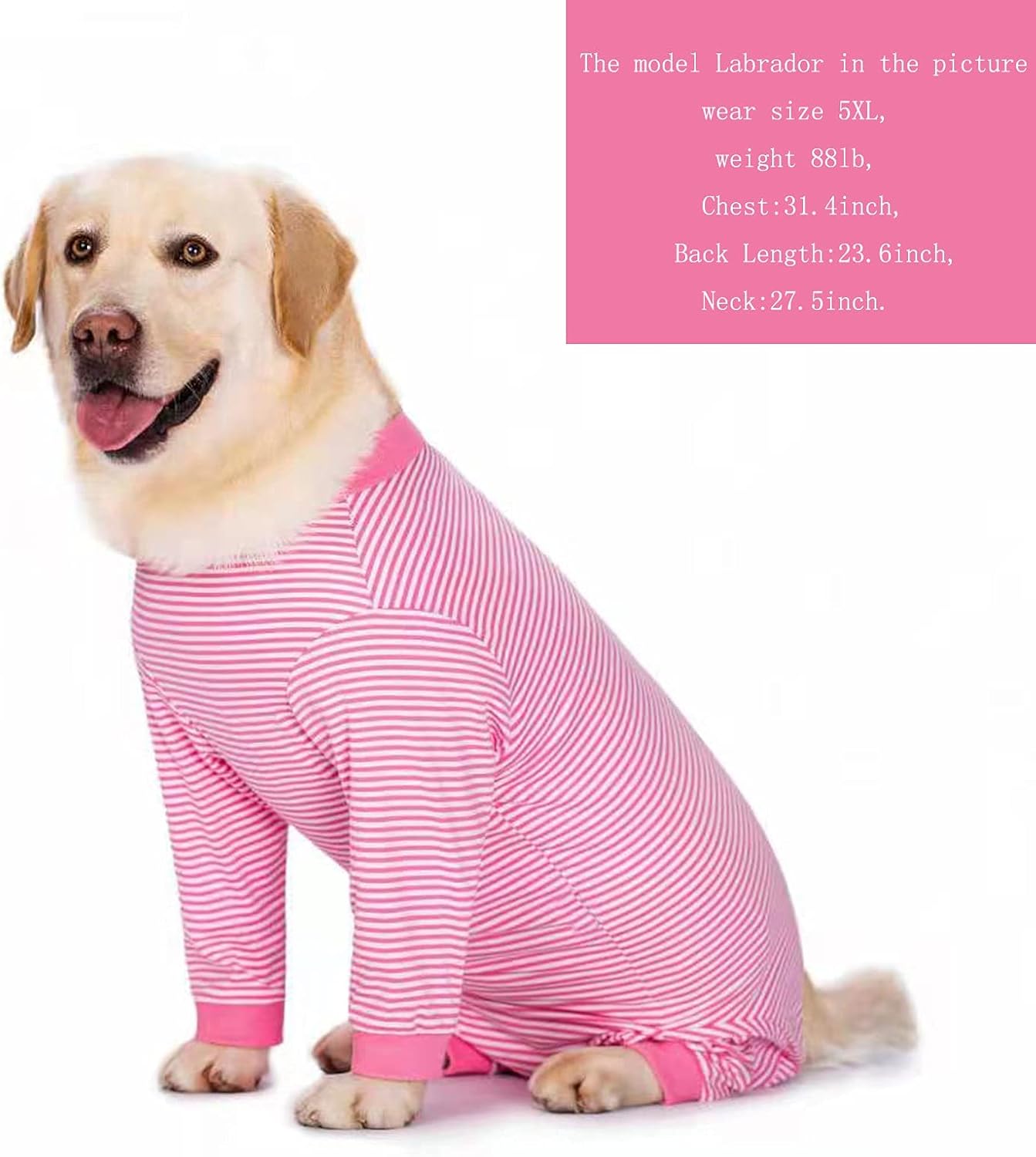 Yeapeeto Dog Onesie Surgery Recovery Suit for Large Medium Bodysuit Dogs Pajamas PJS Full Body for Shedding, Prevent Licking, Wound Protection, Cone Alternative (3XL, Pink)